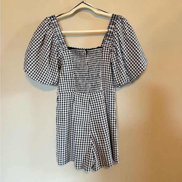 Altard‎ State • Gingham Puff Sleeve Romper Square Neck XS Preppy Summer Casual - Picture 5 of 7